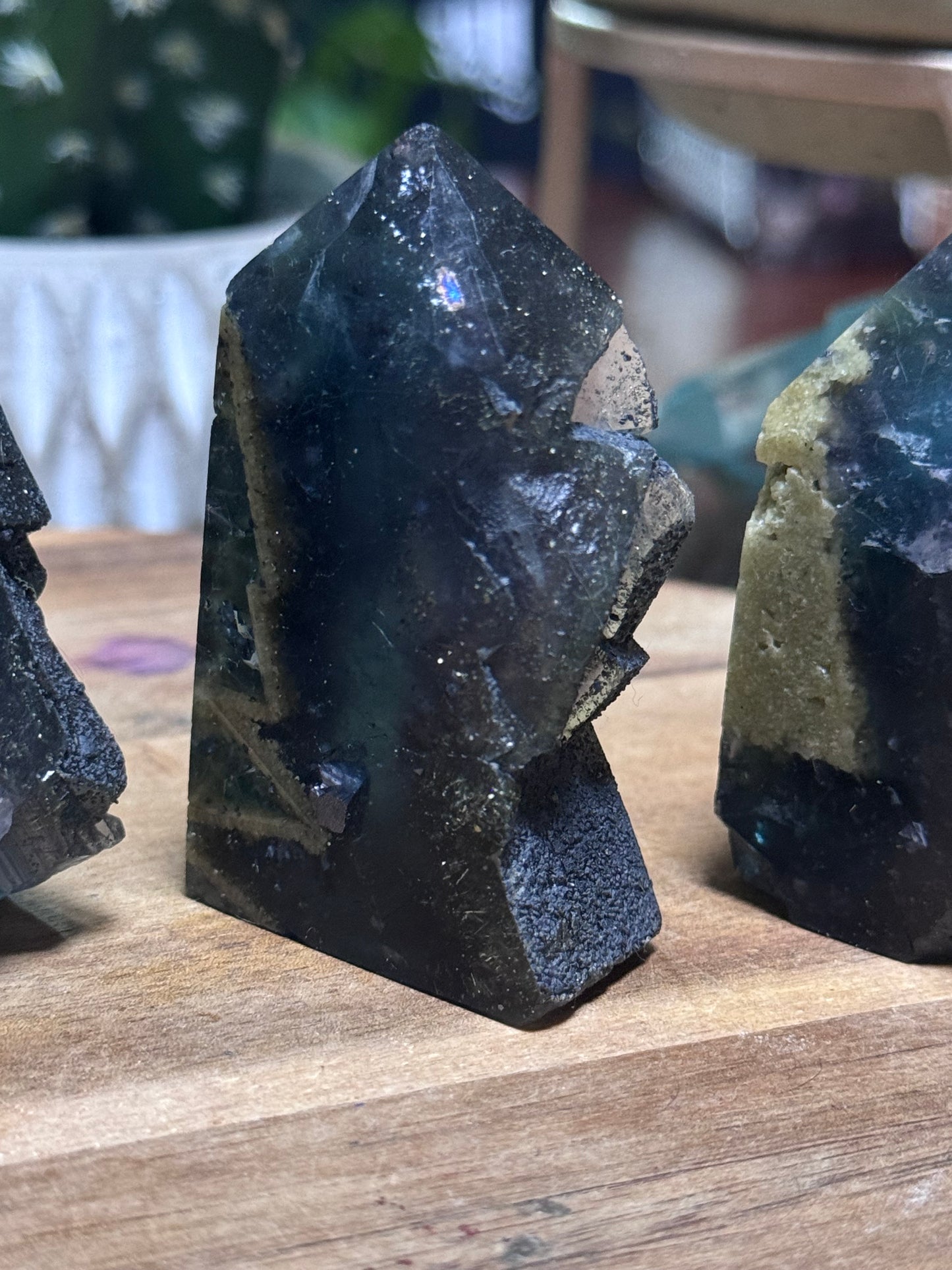 Fluorite with pyrite tower medium size