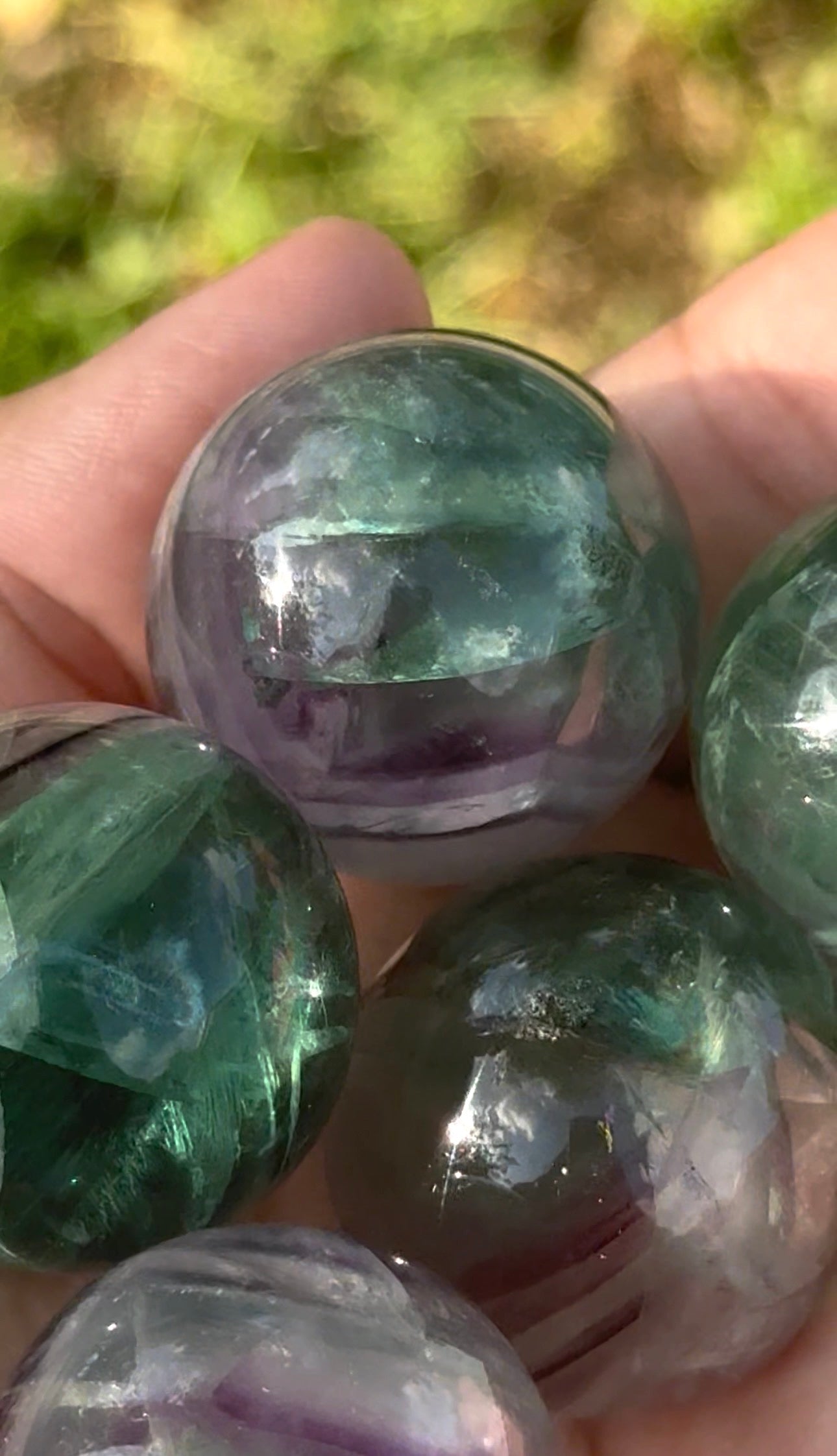 Rainbow fluorite sphere