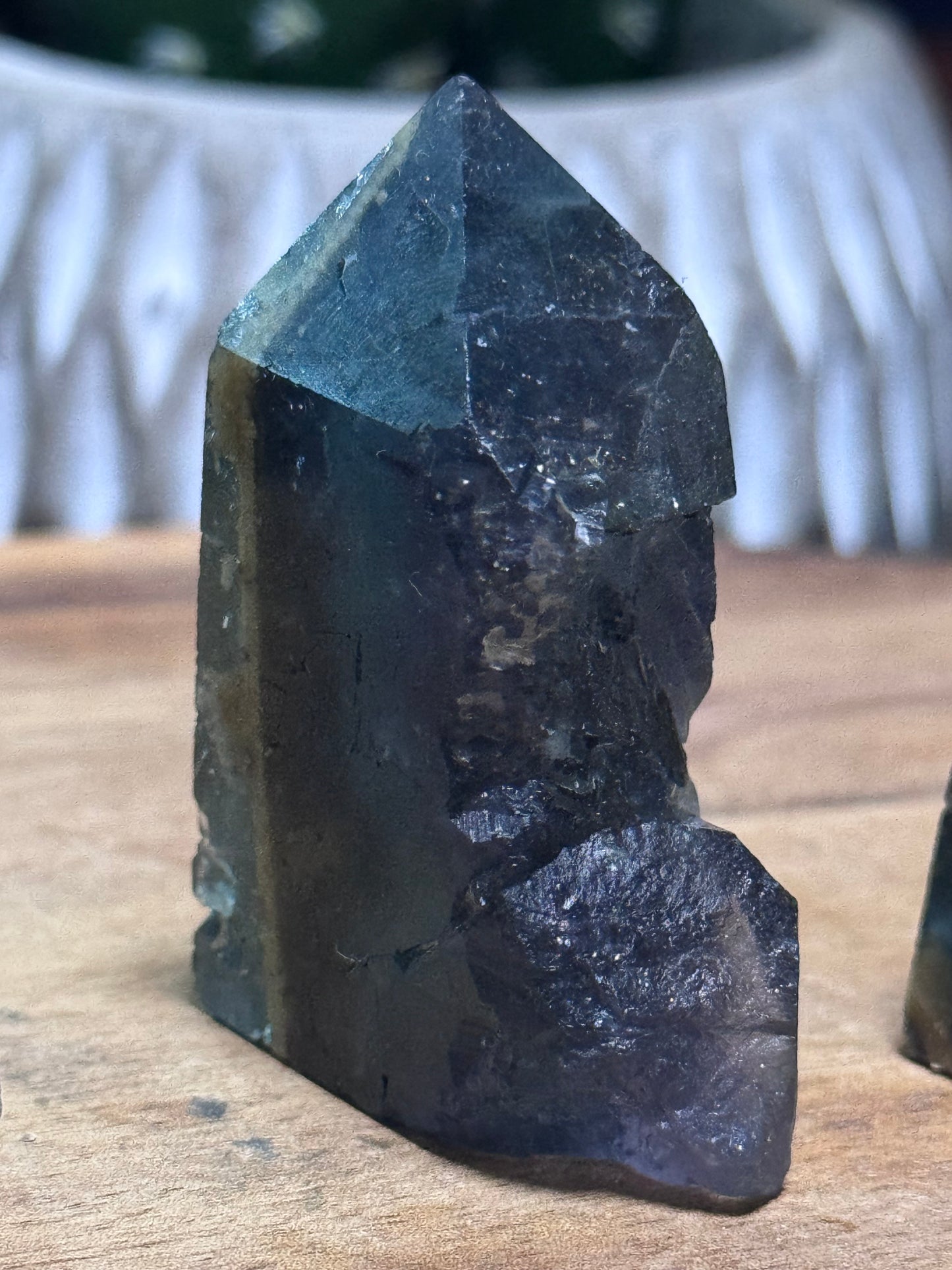 Fluorite with pyrite tower, small size