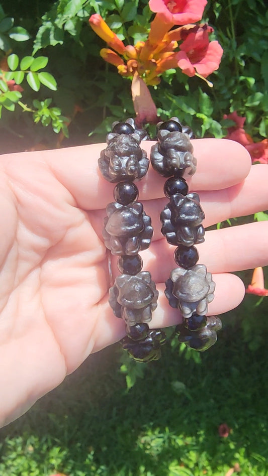 Silver Obsidian 9 tail fox bracelet