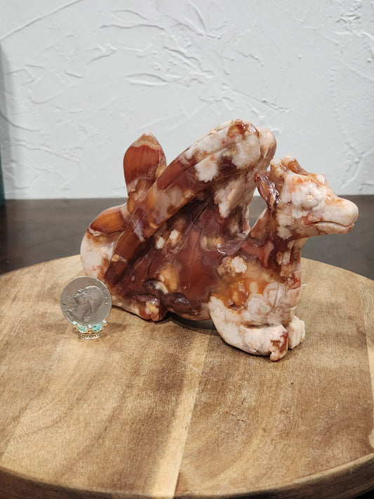 Carnelian/flower agate dragon