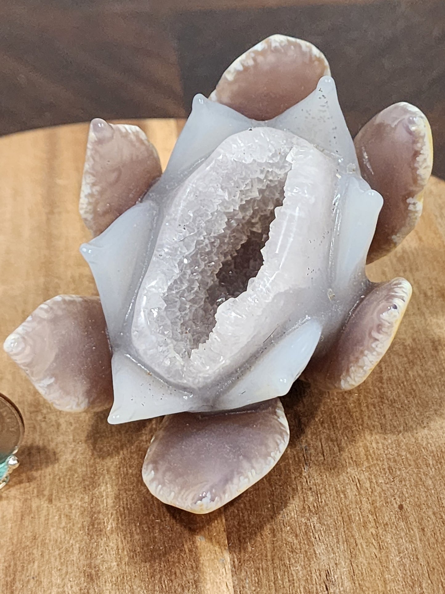 Druzy agate lotus flower