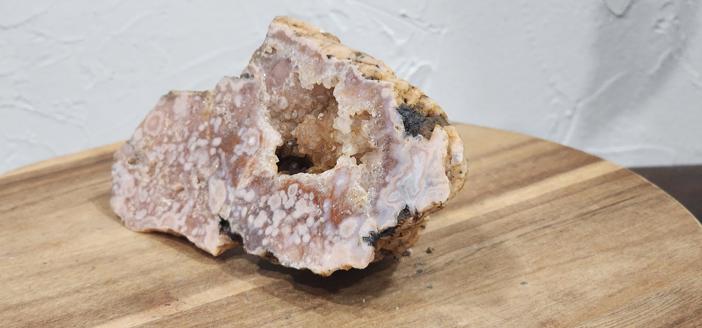 Pink amethyst/flower agate slab
