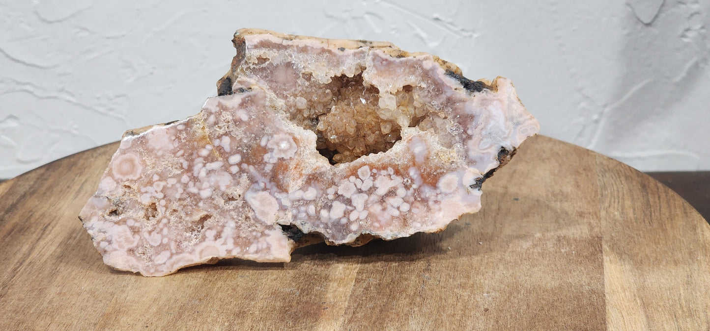 Pink amethyst/flower agate slab