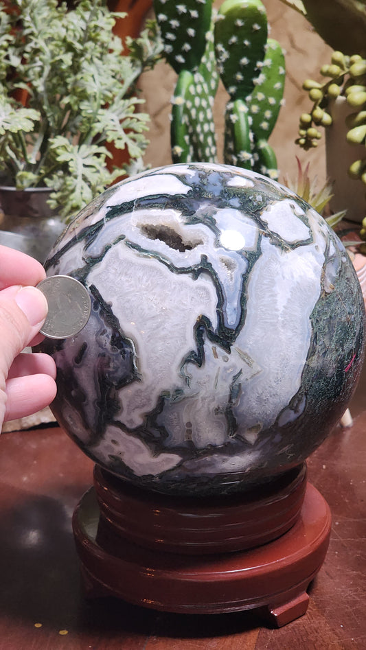 Moss agate statement sphere