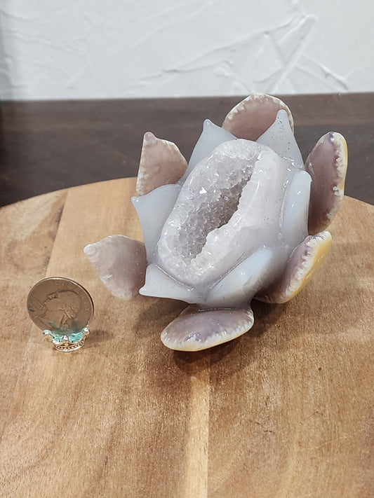 Druzy agate lotus flower